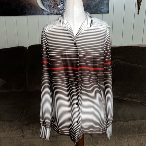 Styled by Terry Chicago • Vtg • Brown/White • Striped • Women • Large • Blouse - Picture 2 of 16